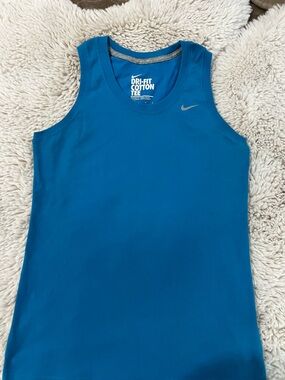 Nike Blue Dri-FIT Cotton Tank with Silver Swoosh